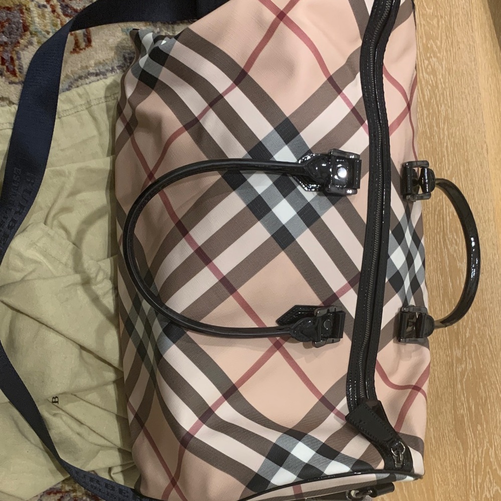 Burberry Checkered Tote with Black Accents